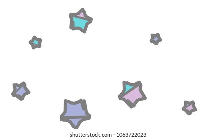 Many Classy, Modern, Stylish and Good Looking Violet, Blue and Grey Stars of Different Size on White Background