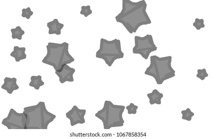 Many Classy, Modern, Stylish and Good Looking Grey Stars of Different Size on White Background
