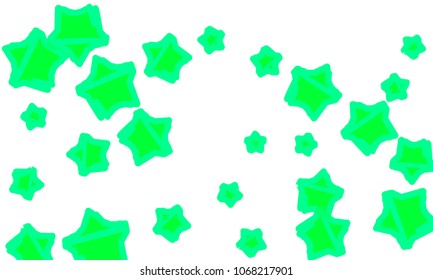 Many Classy, Modern, Stylish and Good Looking Green Stars of Different Size on White Background