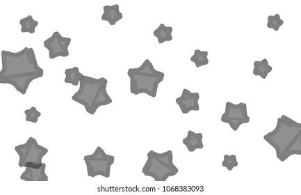 Many Classy, Modern, Stylish and Good Looking Grey Stars of Different Size on White Background