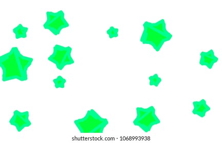 Many Classy, Modern, Stylish and Good Looking Green Stars of Different Size on White Background