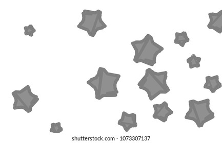 Many Classy, Modern, Stylish and Good Looking Grey Stars of Different Size on White Background