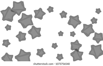 Many Classy, Modern, Stylish and Good Looking Grey Stars of Different Size on White Background