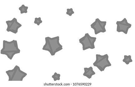 Many Classy, Modern, Stylish and Good Looking Grey Stars of Different Size on White Background