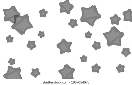 Many Classy, Modern, Stylish and Good Looking Grey Stars of Different Size on White Background