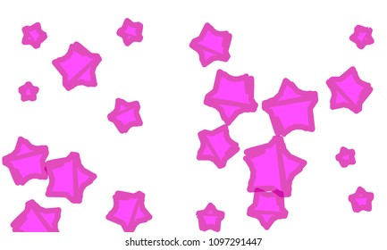 Many Classy, Modern, Stylish and Good Looking Violet Stars of Different Size on White Background
