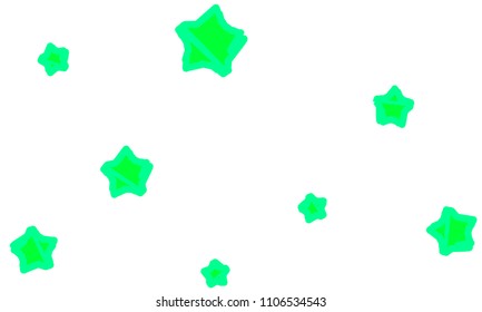 Many Classy, Modern, Stylish and Good Looking Green Stars of Different Size on White Background