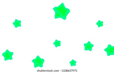 Many Classy, Modern, Stylish and Good Looking Green Stars of Different Size on White Background