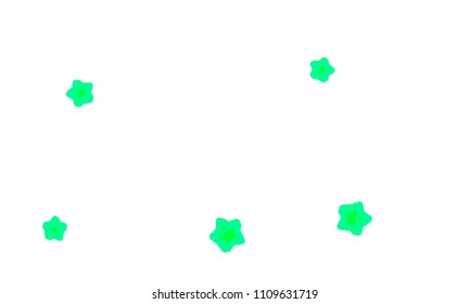 Many Classy, Modern, Stylish and Good Looking Green Stars of Different Size on White Background