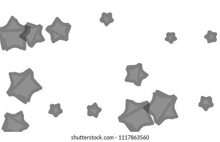 Many Classy, Modern, Stylish and Good Looking Grey Stars of Different Size on White Background