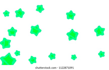 Many Classy, Modern, Stylish and Good Looking Green Stars of Different Size on White Background