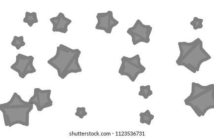 Many Classy, Modern, Stylish and Good Looking Grey Stars of Different Size on White Background