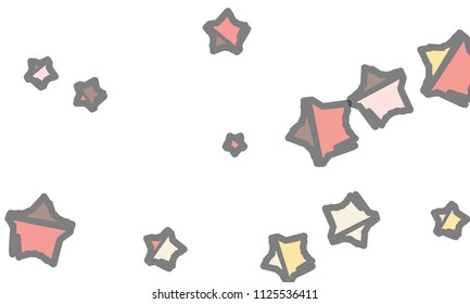 Many Classy, Modern, Stylish and Good Looking Light Pink, Yellow, Red, Brown and Grey Stars of Different Size on White Background