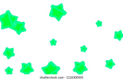 Many Classy, Modern, Stylish and Good Looking Green Stars of Different Size on White Background