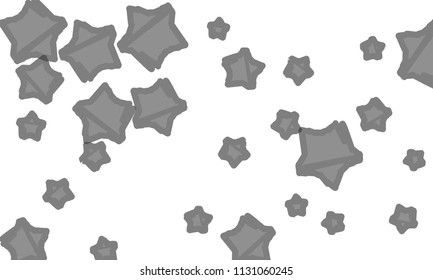 Many Classy, Modern, Stylish and Good Looking Grey Stars of Different Size on White Background