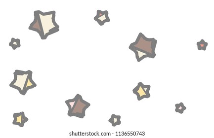 Many Classy, Modern, Stylish and Good Looking Light Pink, Yellow, Red, Brown and Grey Stars of Different Size on White Background
