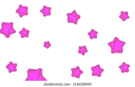 Many Classy, Modern, Stylish and Good Looking Violet Stars of Different Size on White Background