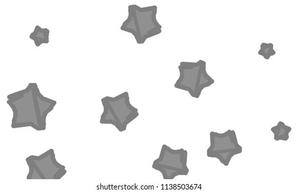 Many Classy, Modern, Stylish and Good Looking Grey Stars of Different Size on White Background