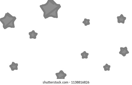 Many Classy, Modern, Stylish and Good Looking Grey Stars of Different Size on White Background
