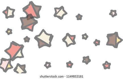 Many Classy, Modern, Stylish and Good Looking Light Pink, Yellow, Red, Brown and Grey Stars of Different Size on White Background