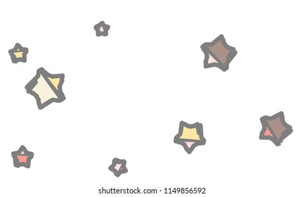 Many Classy, Modern, Stylish and Good Looking Light Pink, Yellow, Red, Brown and Grey Stars of Different Size on White Background