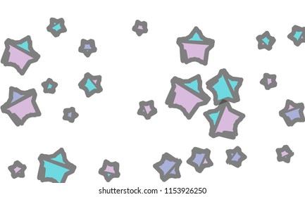 Many Classy, Modern, Stylish and Good Looking Violet, Blue and Grey Stars of Different Size on White Background