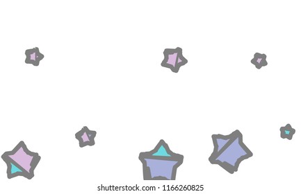 Many Classy, Modern, Stylish and Good Looking Violet, Blue and Grey Stars of Different Size on White Background