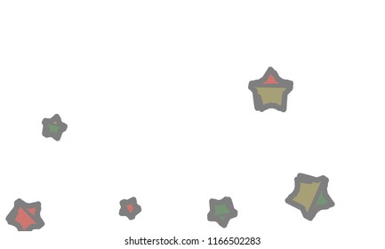 Many Classy, Modern, Stylish and Good Looking Green, Grey, Yellow and Red Stars of Different Size on White Background