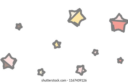 Many Classy, Modern, Stylish and Good Looking Light Pink, Yellow, Red, Brown and Grey Stars of Different Size on White Background