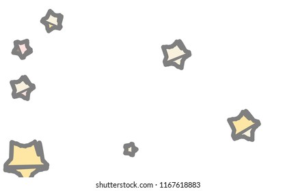 Many Classy, Modern, Stylish and Good Looking Light Pink, Yellow, Red, Brown and Grey Stars of Different Size on White Background