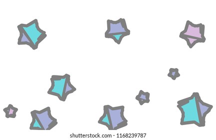 Many Classy, Modern, Stylish and Good Looking Violet, Blue and Grey Stars of Different Size on White Background