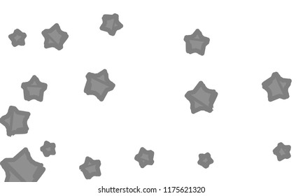 Many Classy, Modern, Stylish and Good Looking Grey Stars of Different Size on White Background
