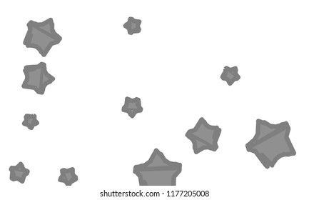 Many Classy, Modern, Stylish and Good Looking Grey Stars of Different Size on White Background
