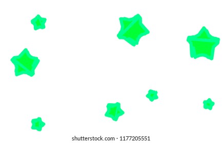 Many Classy, Modern, Stylish and Good Looking Green Stars of Different Size on White Background
