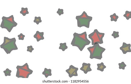 Many Classy, Modern, Stylish and Good Looking Green, Grey, Yellow and Red Stars of Different Size on White Background