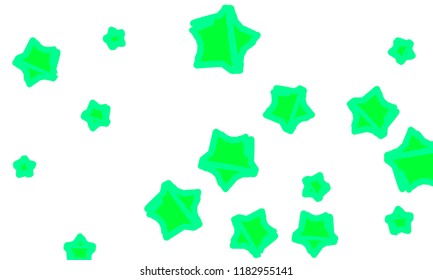 Many Classy, Modern, Stylish and Good Looking Green Stars of Different Size on White Background