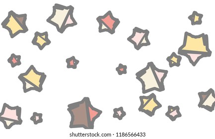 Many Classy, Modern, Stylish and Good Looking Light Pink, Yellow, Red, Brown and Grey Stars of Different Size on White Background
