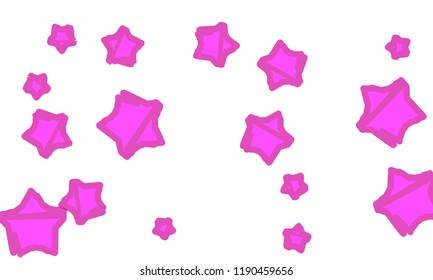 Many Classy, Modern, Stylish and Violet Stars of Different Size on White Background