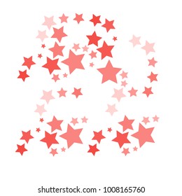 Many Classy Red Stars of Different Size and Opacity on White Background