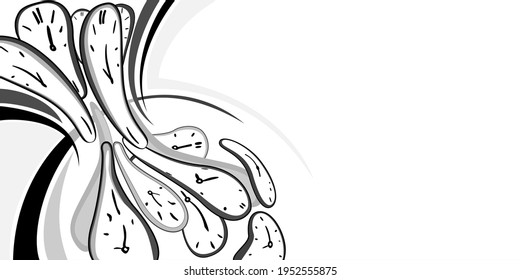 Many clocks are flowing in the hourglass, A time management concept , Vector Illustration