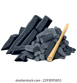 Many coal vector over white