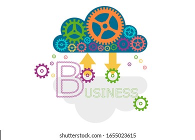 Many Cogs working on Cloud Technology. Designed for Business Logo