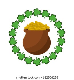 many coins inside of flowerpot and clovers