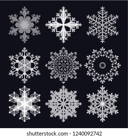 Many collection of translucent Snow flake crystal in winter season for decoration, gift, weather and etc.