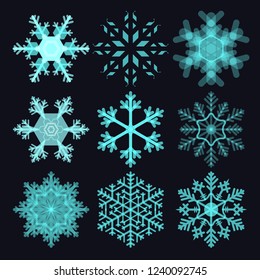 Many collection of translucent Snow flake crystal in winter season for decoration, gift, weather and etc.