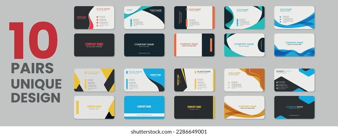 Many collections variety colors double sided professional corporate business card, vector business card sets, business card bundles and vector visiting card set template design