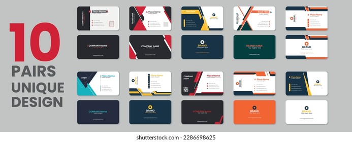 Many collections variety colors double sided professional corporate business card, vector business card sets, business card bundles and vector visiting card set template design