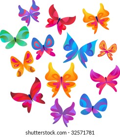 many color butterflies