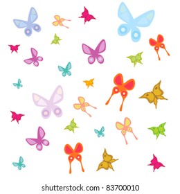 Many color butterflies in vector illustration