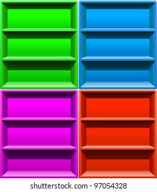 Many color shelves vector illustration